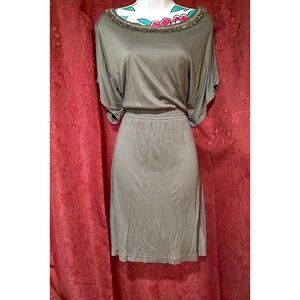 H & M Gray Sequin Embroidered Collar Jersey Dress